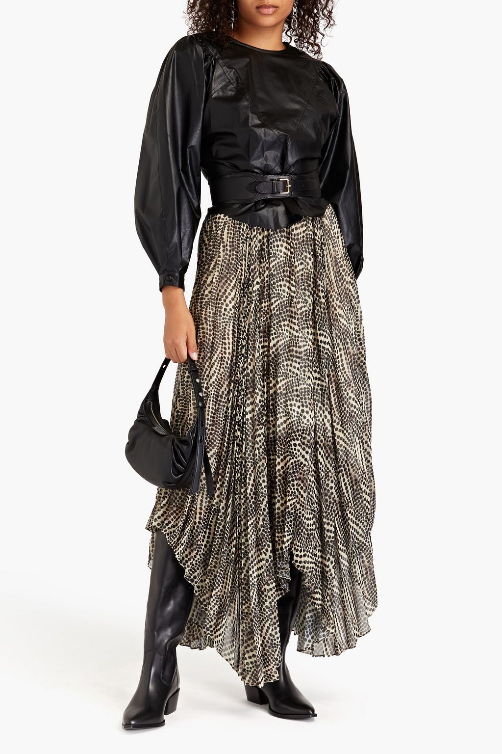 ISABEL MARANT Alena pleated printed chiffon midi skirt