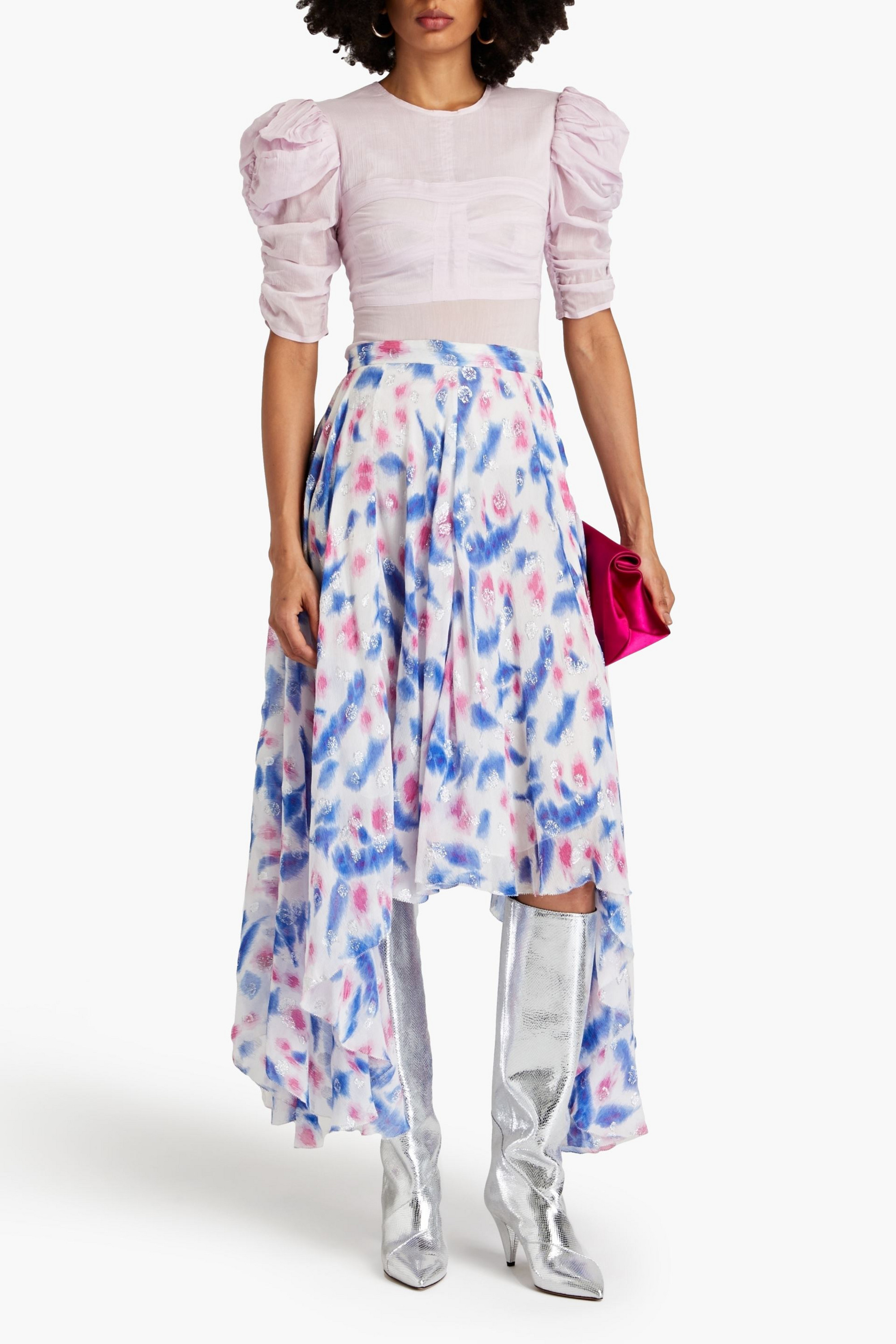 Isabel Marant Namoni printed metallic fil coupé silk-blend crepon skirt