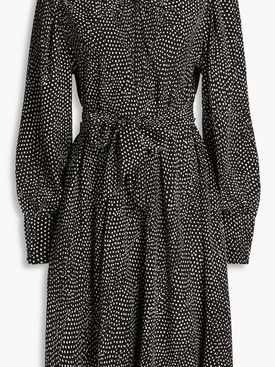 cleone gathered polka-dot silk-crepe midi dress