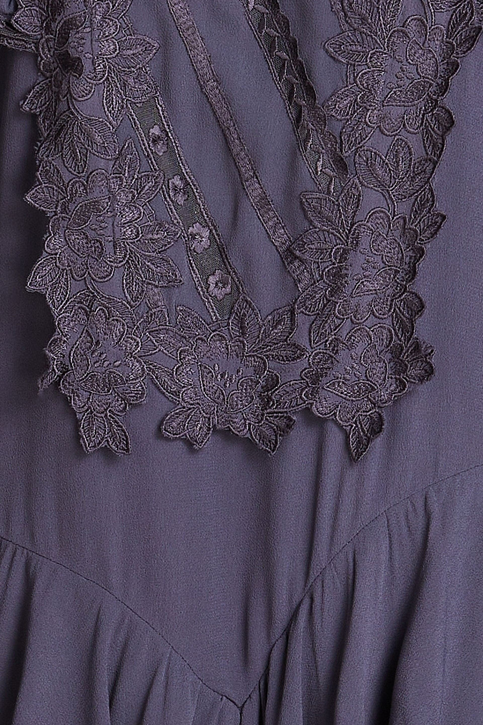 Isabel Marant Lima Ruffled Embroidered Crepe De Chine Mini Dress In Dunkellila
