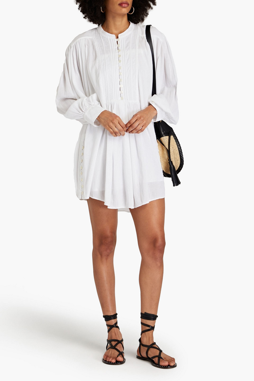 ISABEL MARANT YACOLT PINTUCKED COTTON-VOILE MINI DRESS