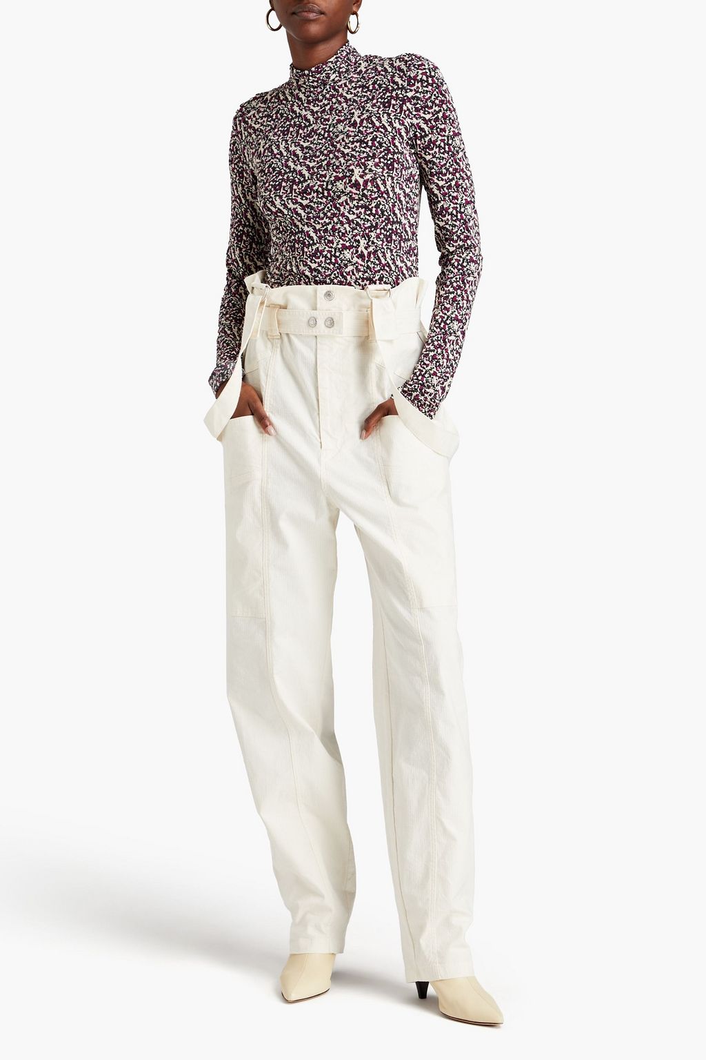 ISABEL MARANT 리넨 혼방 립스탑 테이퍼드 팬츠
