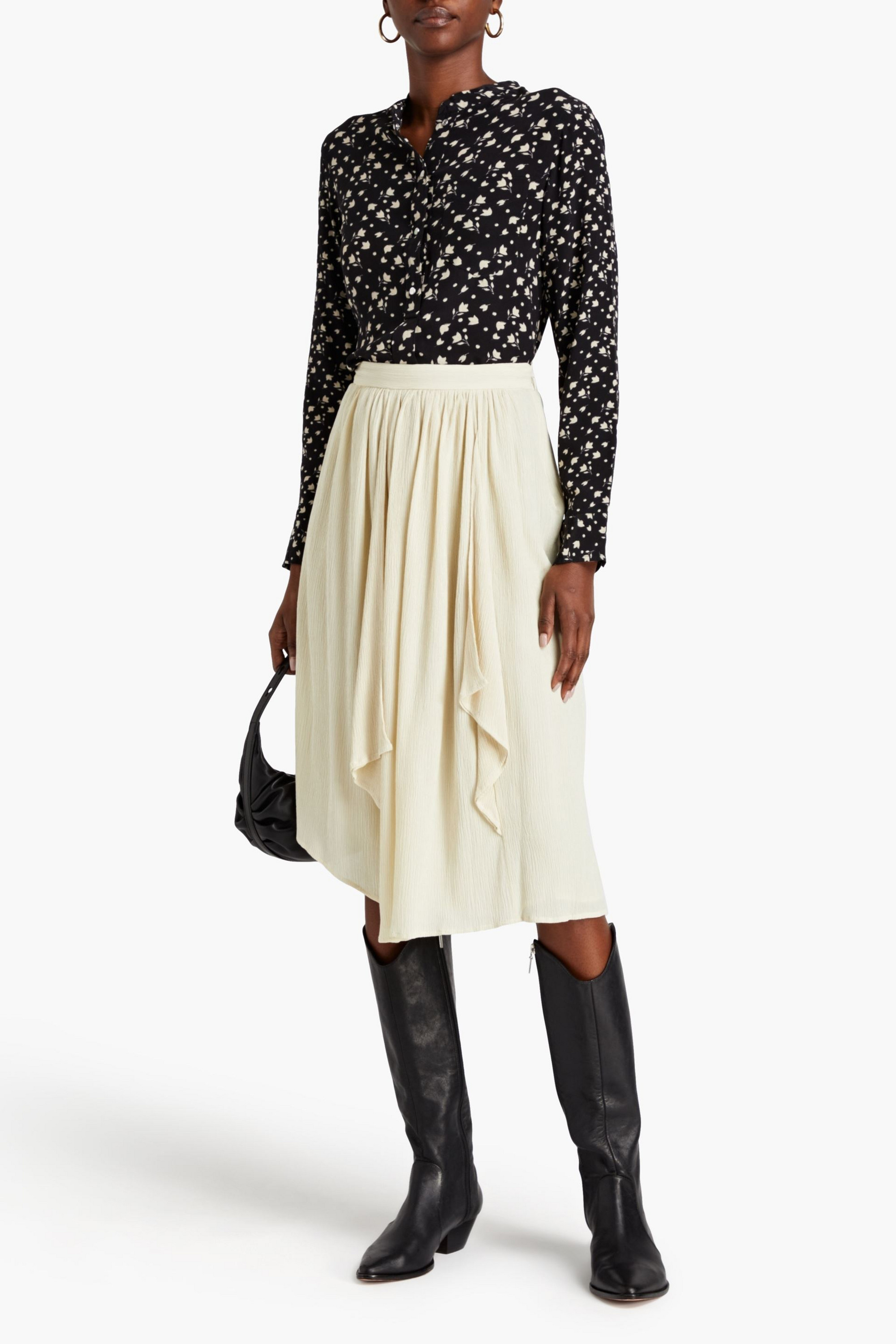 Isabel Marant Darnae cotton and silk-blend crepon midi skirt