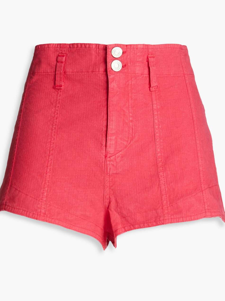 linen-blend ripstop shorts