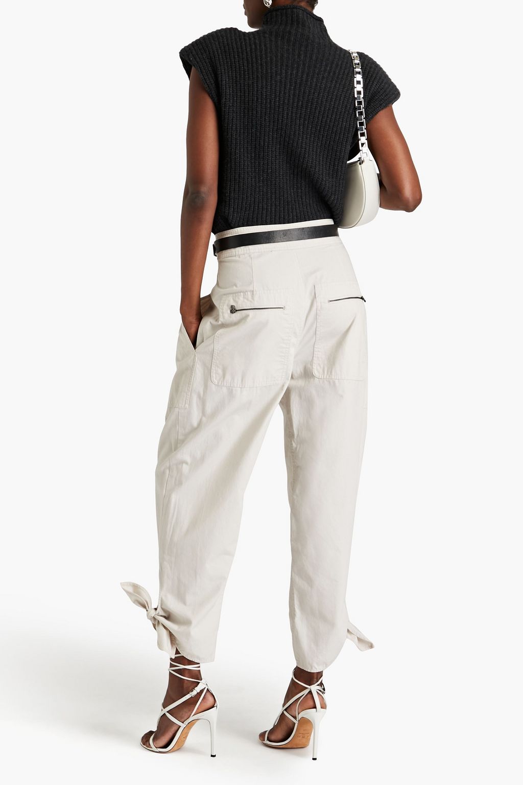 ISABEL MARANT Cropped pleated cotton tapered pants