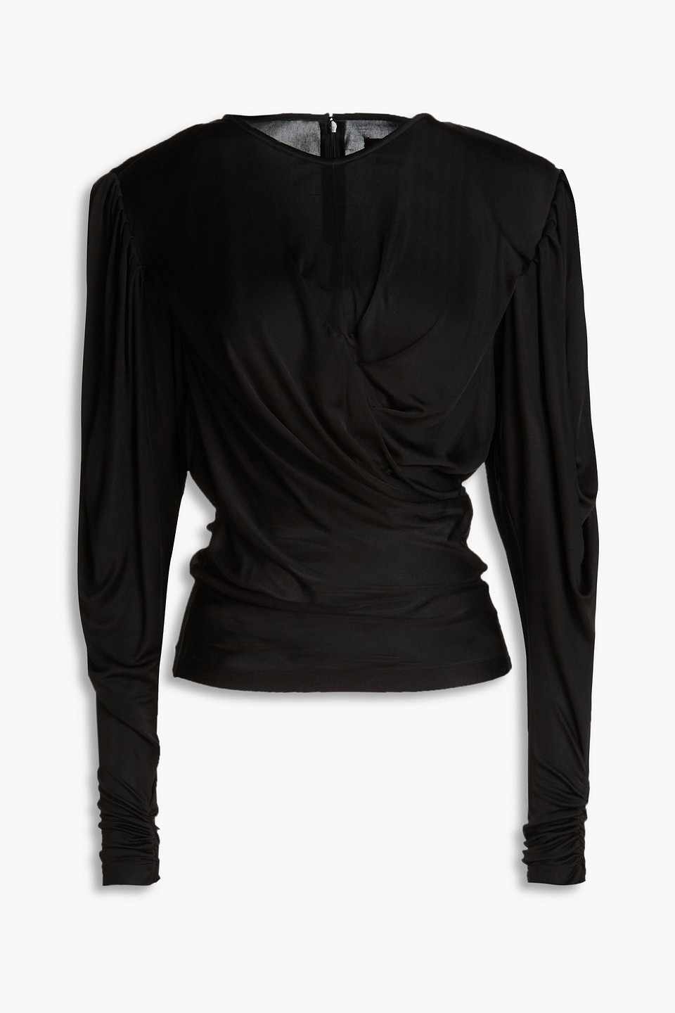 Isabel Marant Gathered Satin-jersey Top In Schwarz