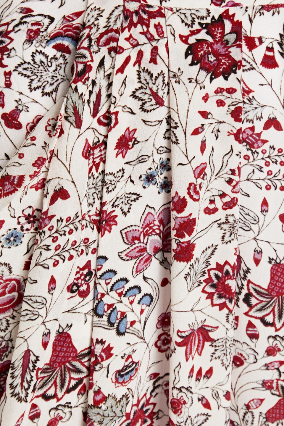 Isabel Marant Ginkinali Pleated Floral-print Silk Crepe De Chine Midi Skirt In Naturfarben