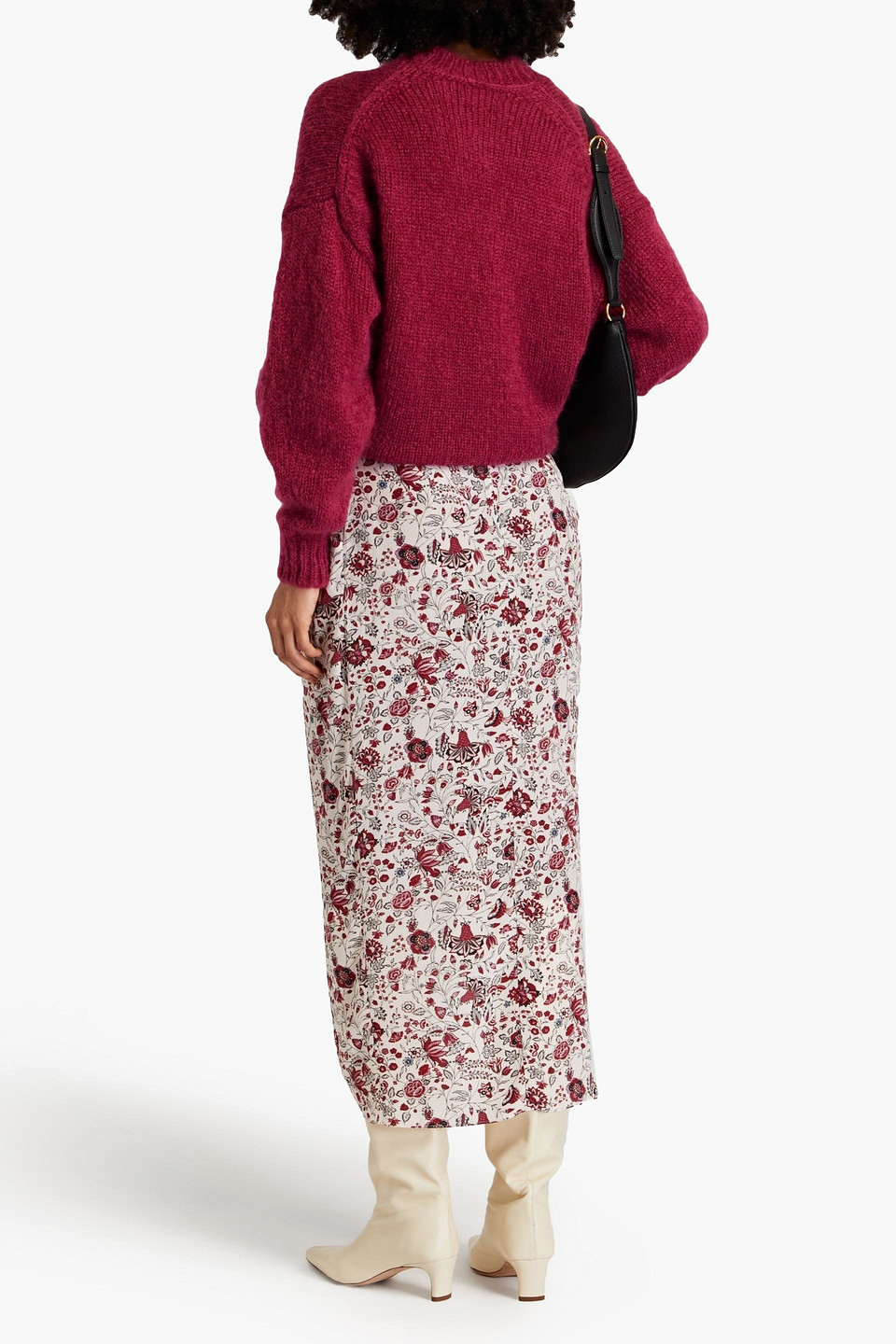 Isabel Marant Ginkinali Pleated Floral-print Silk Crepe De Chine Midi Skirt In Naturfarben