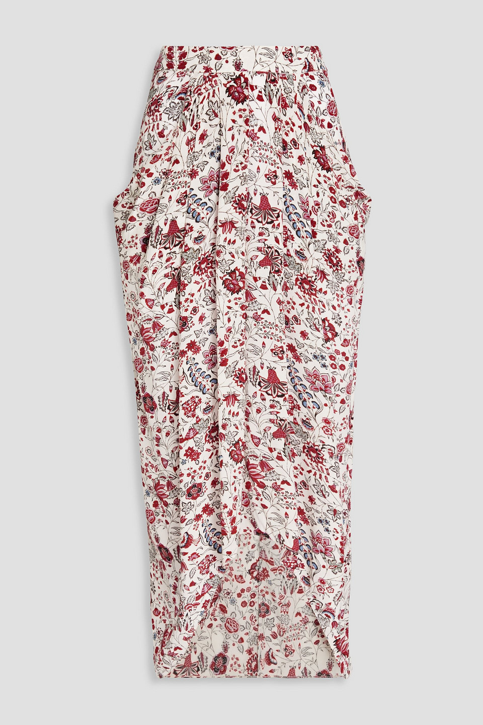 Isabel Marant Ginkinali Pleated Floral-print Silk Crepe De Chine Midi Skirt In Naturfarben