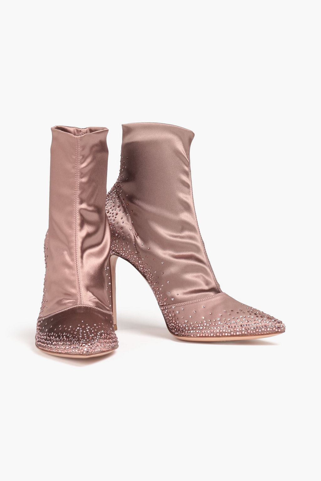 GIANVITO ROSSI Crystal-embellished stretch-satin sock boots
