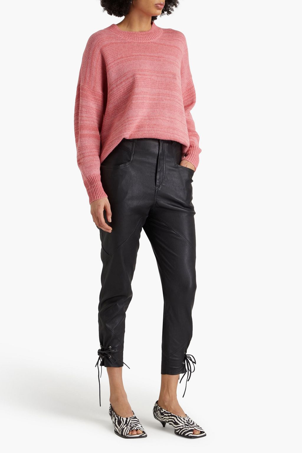 ISABEL MARANT 가죽 크롭 테이퍼드 팬츠