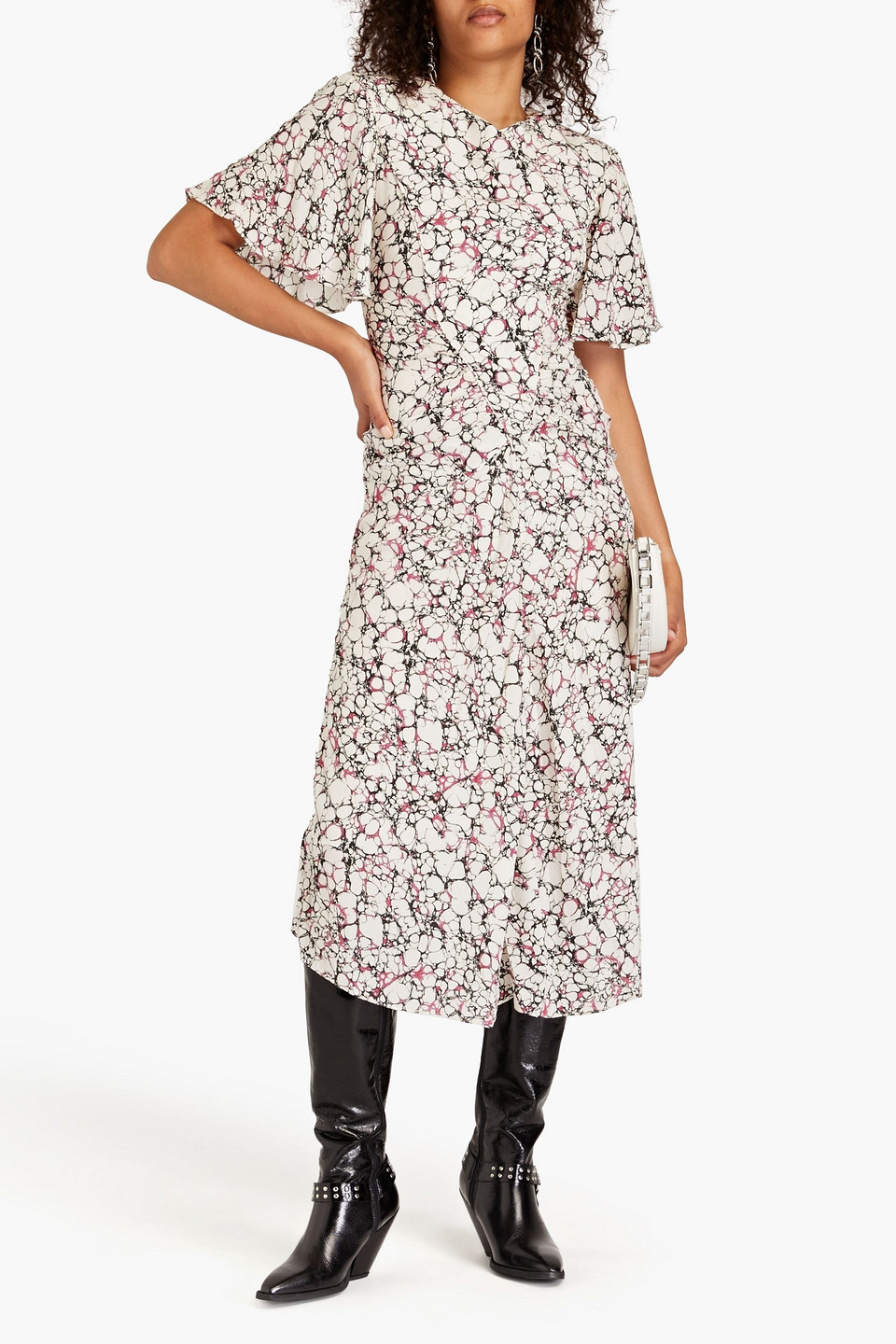 ISABEL MARANT BERWICK PRINTED SILK CREPE DE CHINE MIDI DRESS