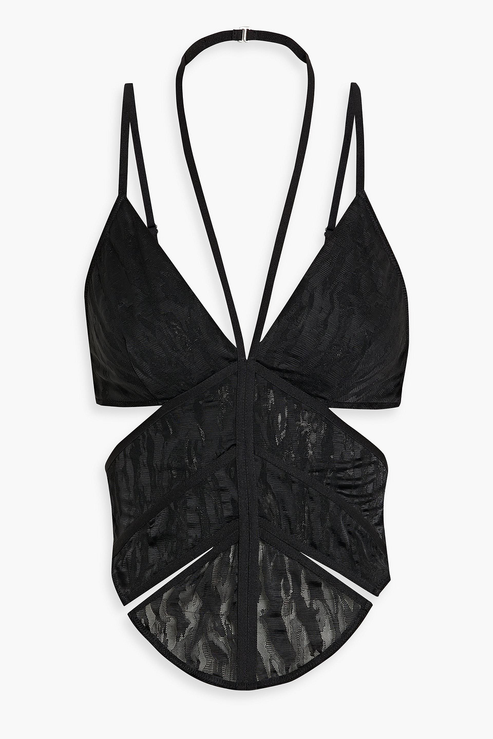 Dion Lee Cutout Lace Bustier Top In Black