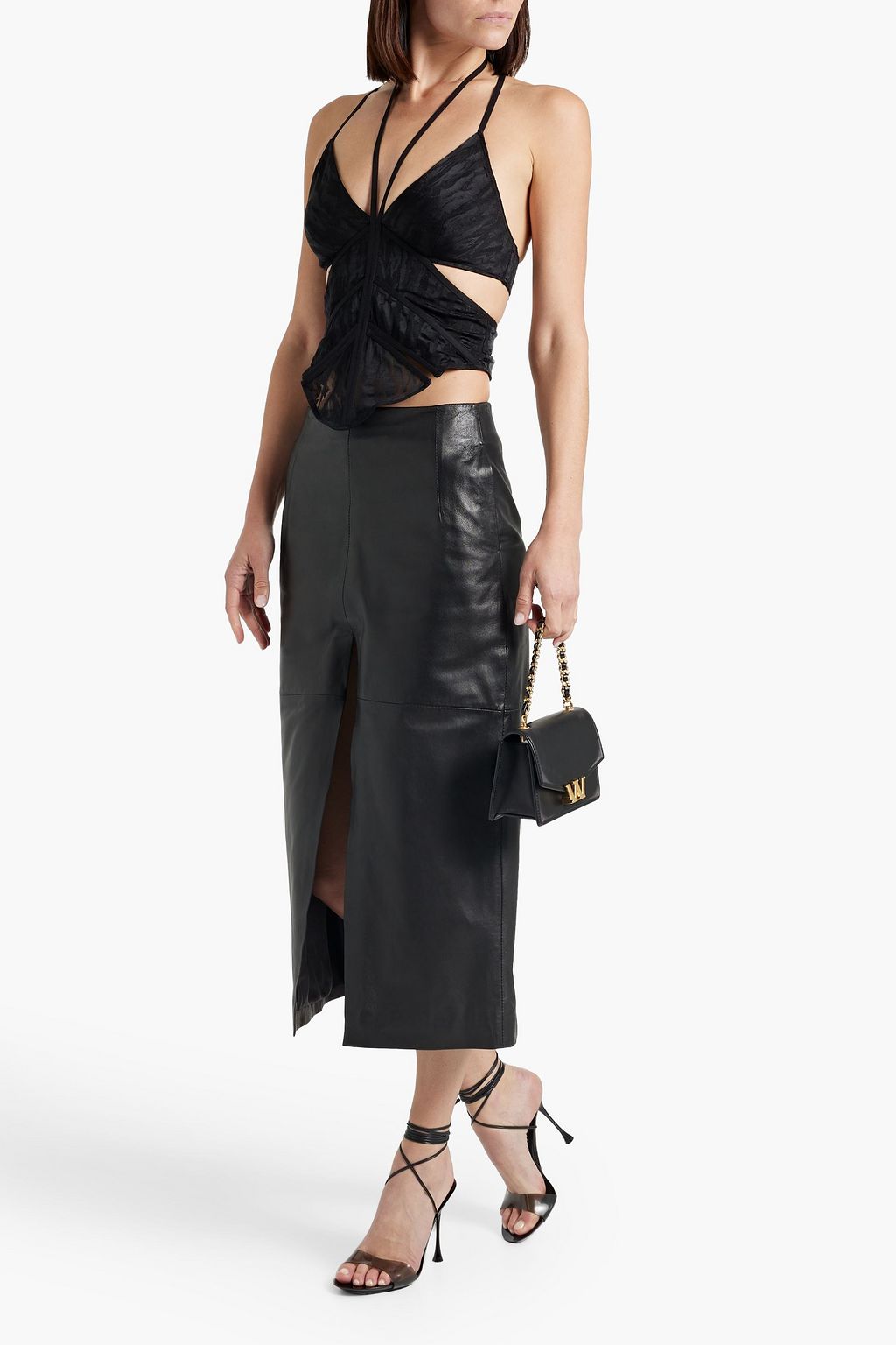 DION LEE بلوزة بوستيه من الدانتيل مزينة بفتحات