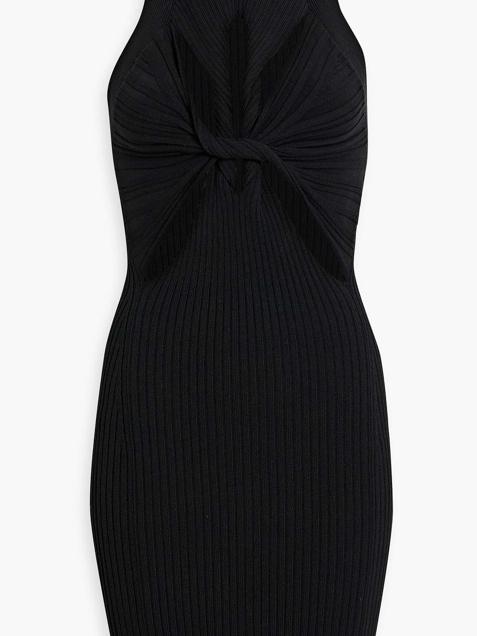 cutout ribbed cotton-blend mini dress