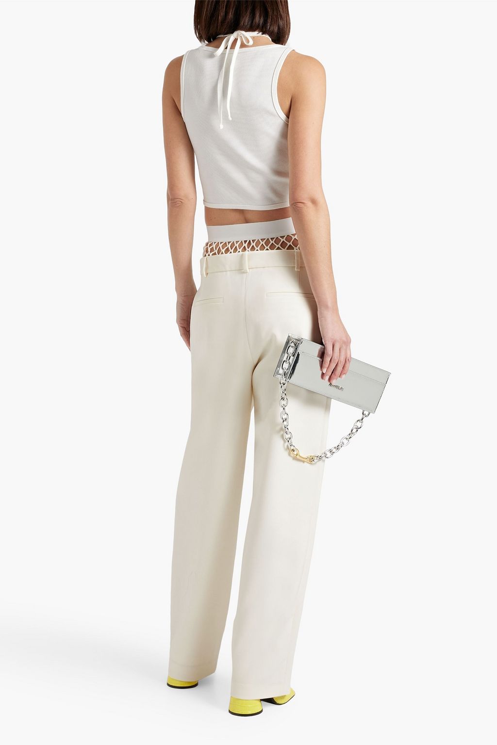 DION LEE Cutout ribbed cotton-blend top