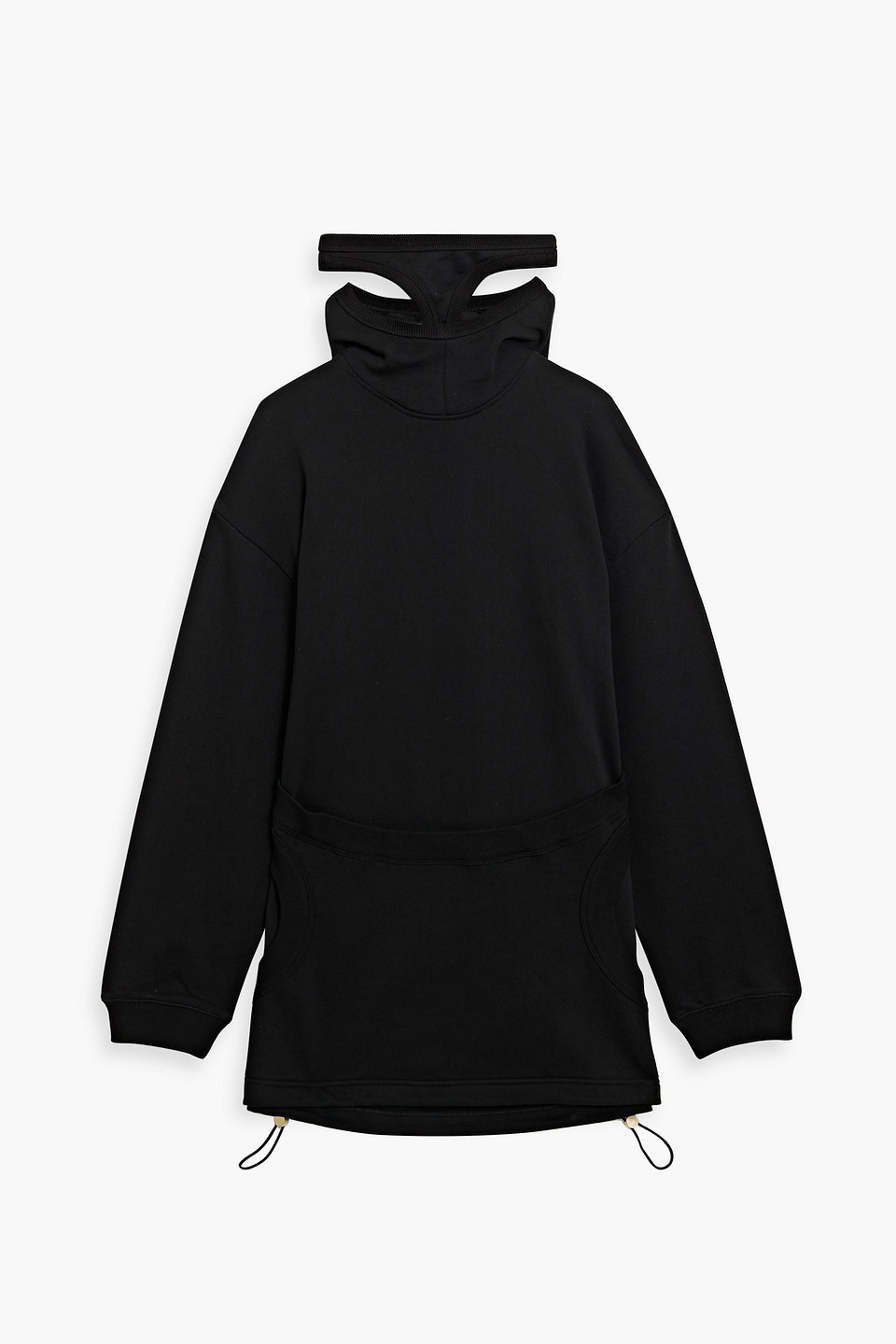 Oversized layered French cotton-terry hoodie