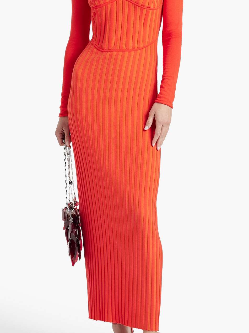 layered ribbed merino wool-blend maxi dress