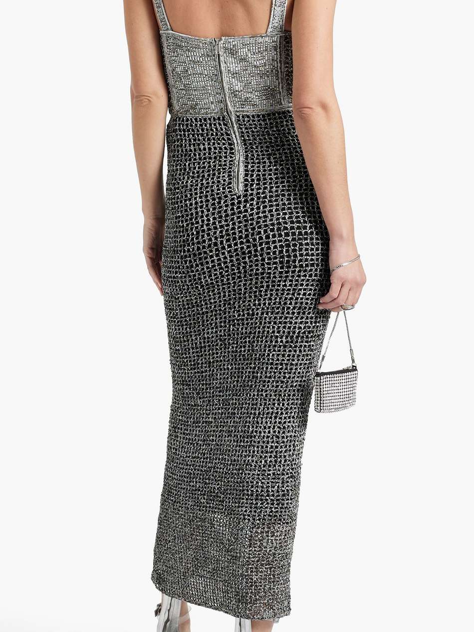 marled open-knit midi dress
