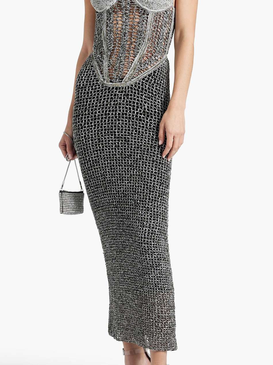 marled open-knit midi dress