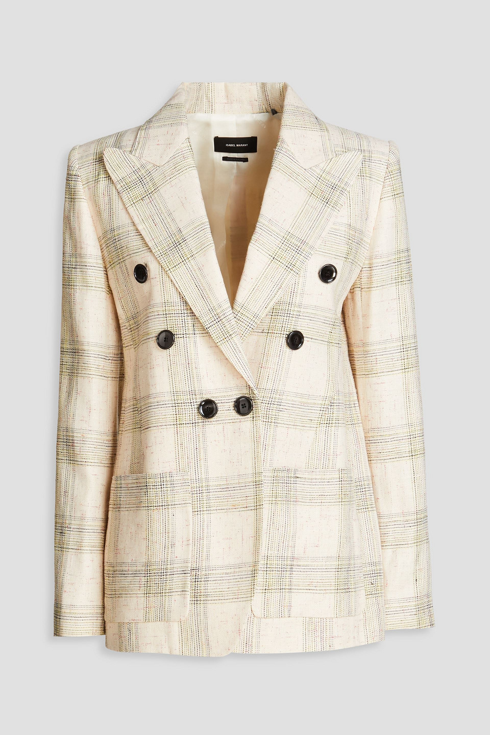 Isabel Marant Lenora Check-print Double-breasted Jacket In Naturfarben