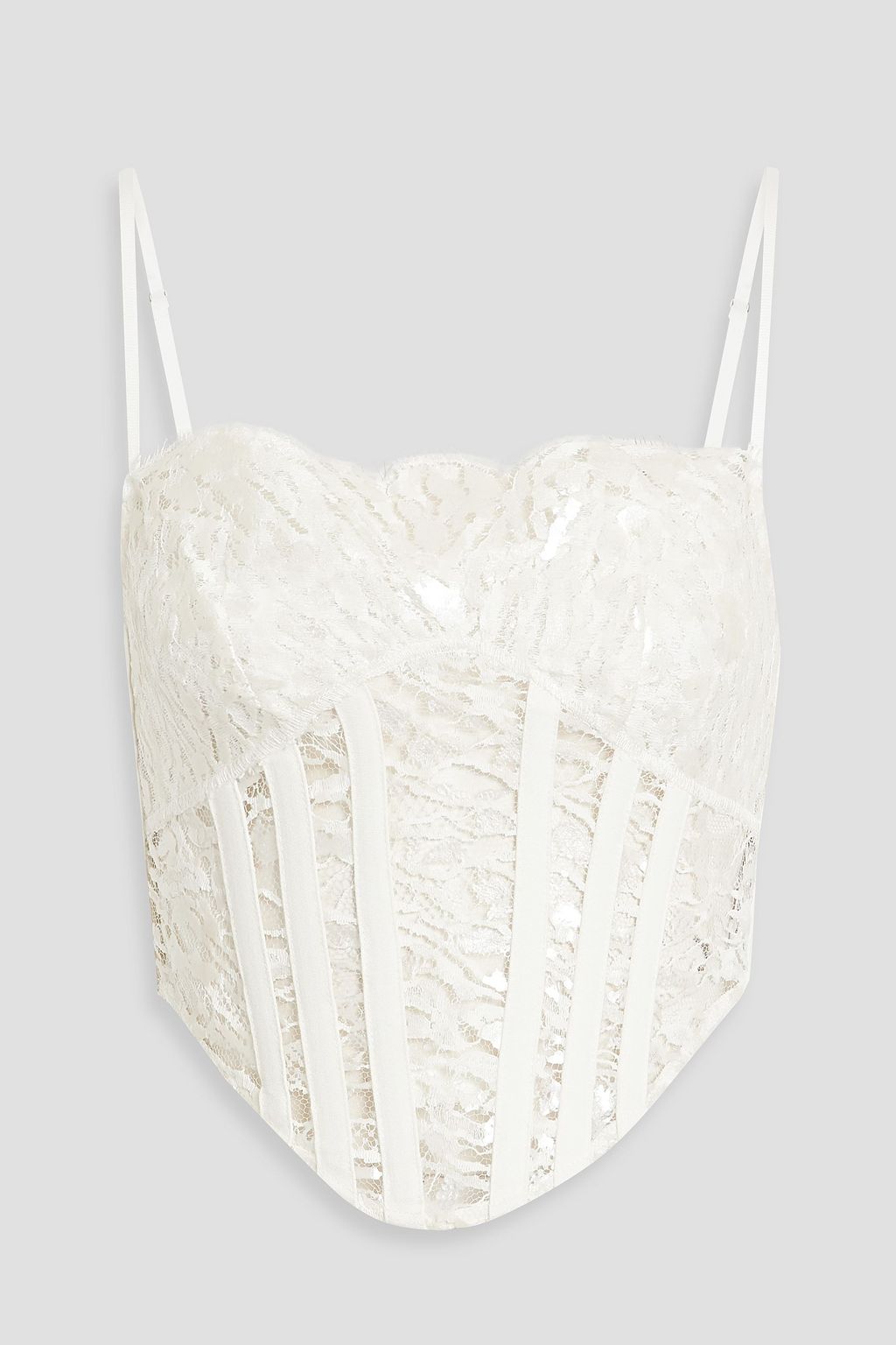 DION LEE Coated cotton blend lace bustier top THE OUTNET