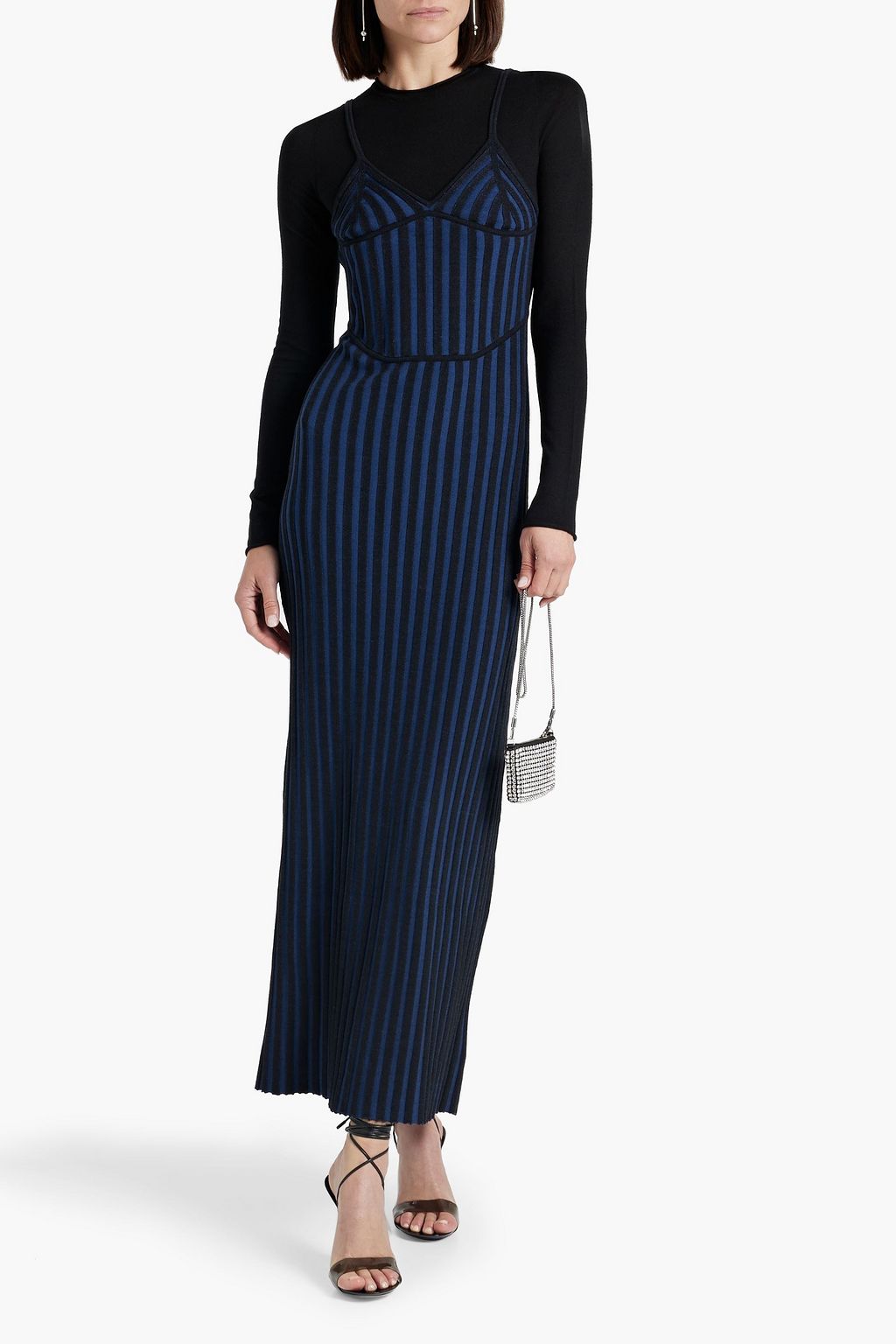DION LEE 레이어드 골지 메리노 울 혼방 맥시 드레스