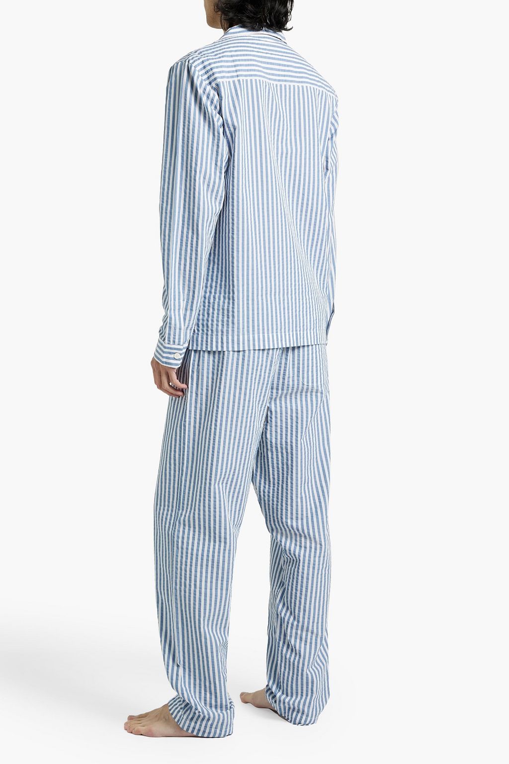HAMILTON AND HARE Striped cotton-poplin pajama top