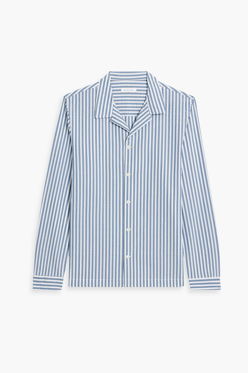 Hamilton And Hare Striped Cotton-poplin Pyjama Top In Light Blue