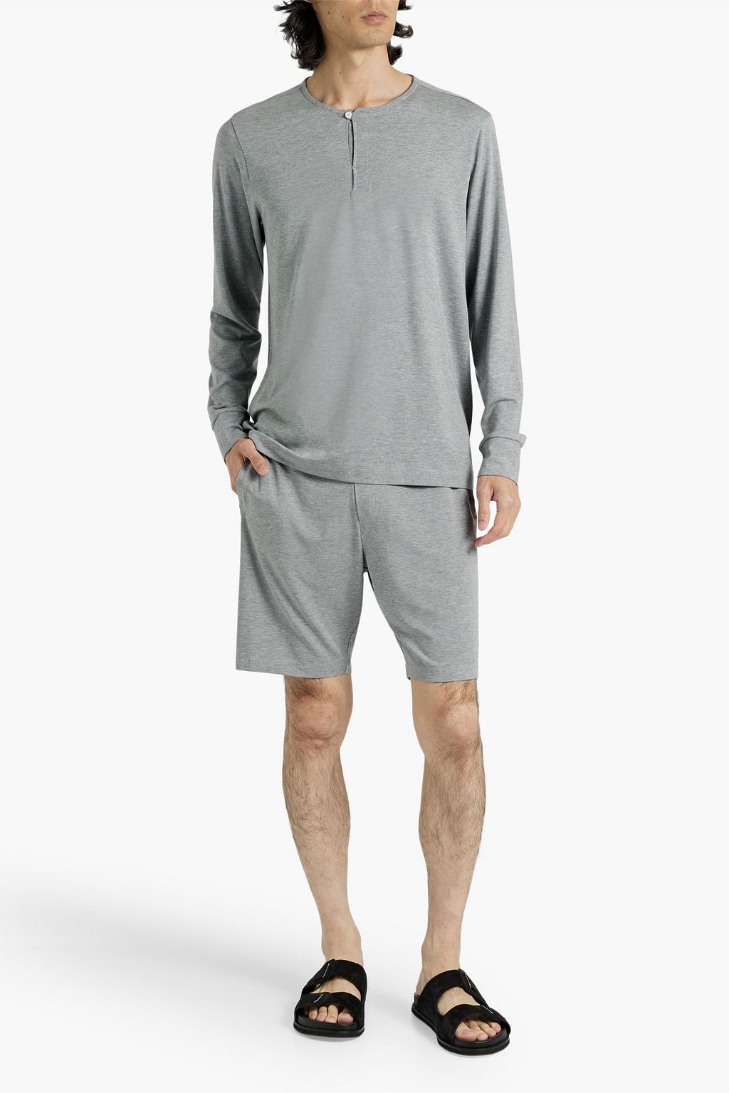 HAMILTON AND HARE Lyocell-blend jersey Henley T-shirt