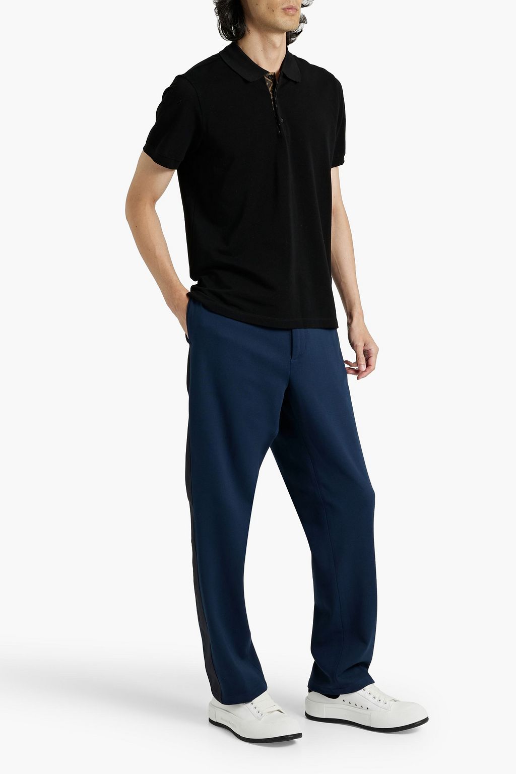 DUNHILL Satin-trimmed jersey pants