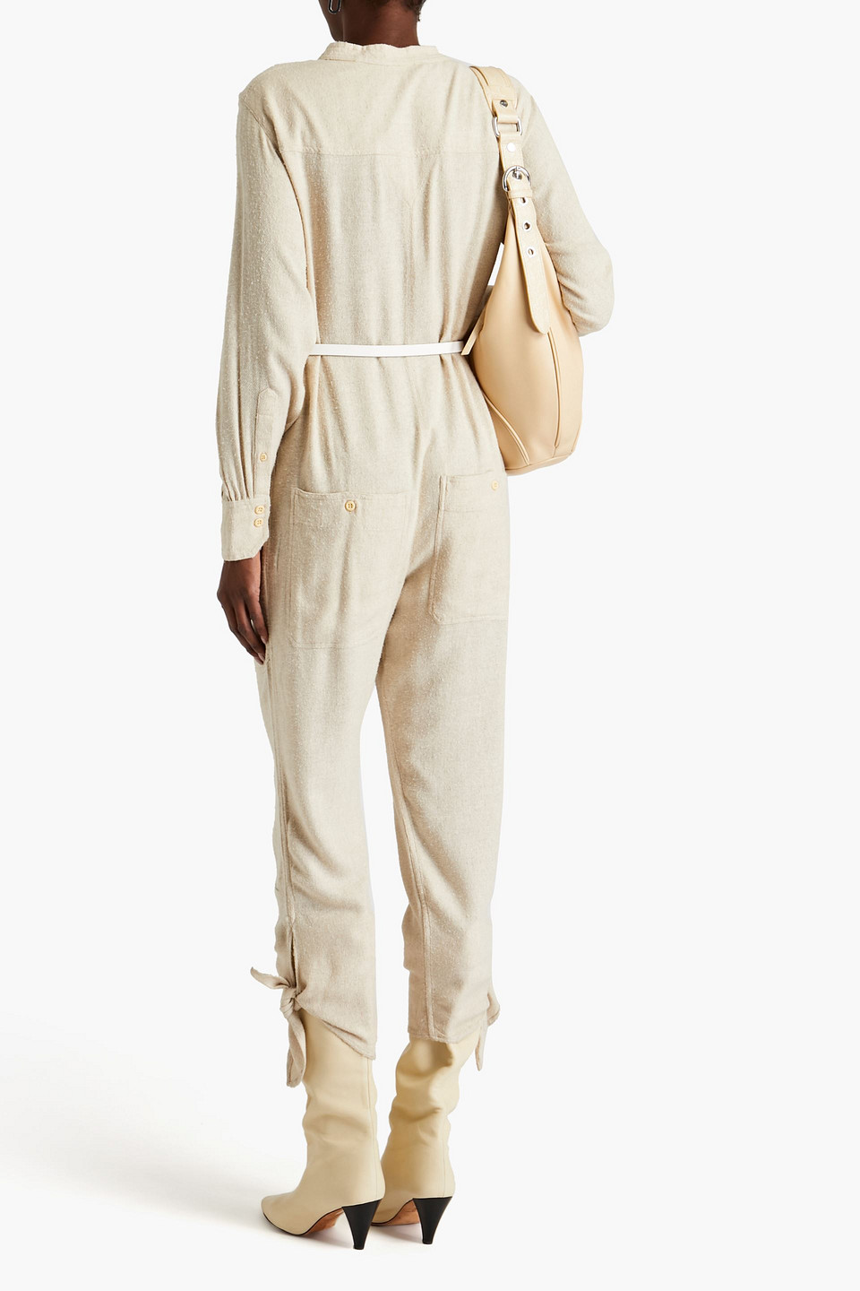 Isabel Marant Tacaia Cropped Silk-twill Jumpsuit In Naturfarben