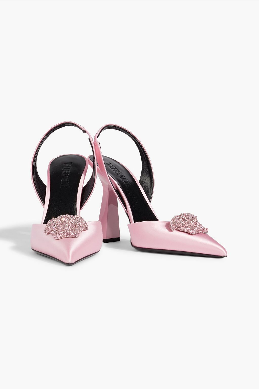 VERSACE Embellished satin pumps