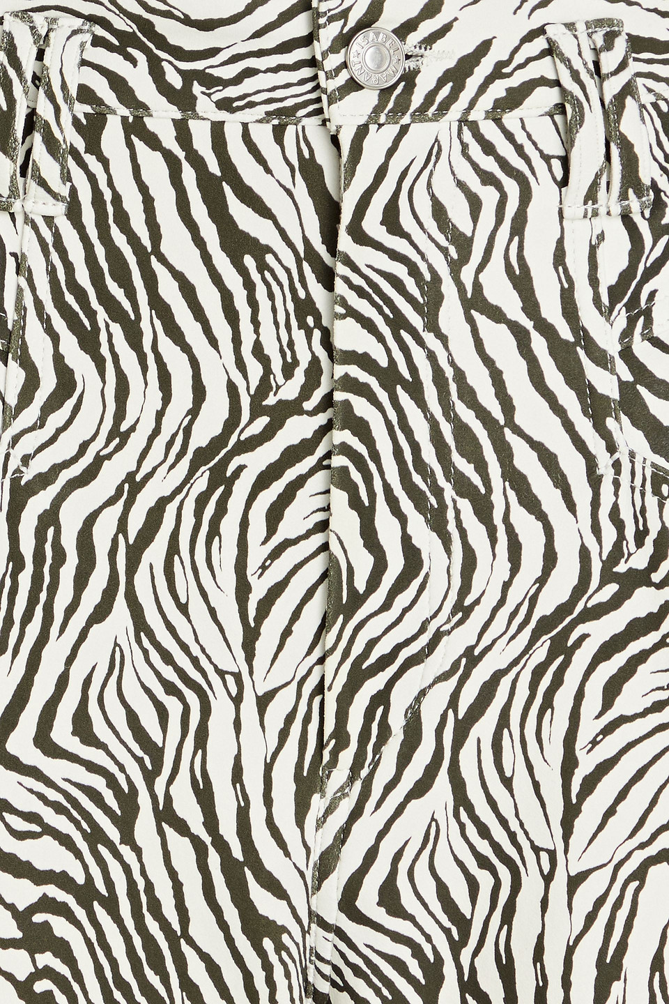 Isabel Marant Badeloisa Cropped Zebra-print Leather Tapered Pants In Animal-print