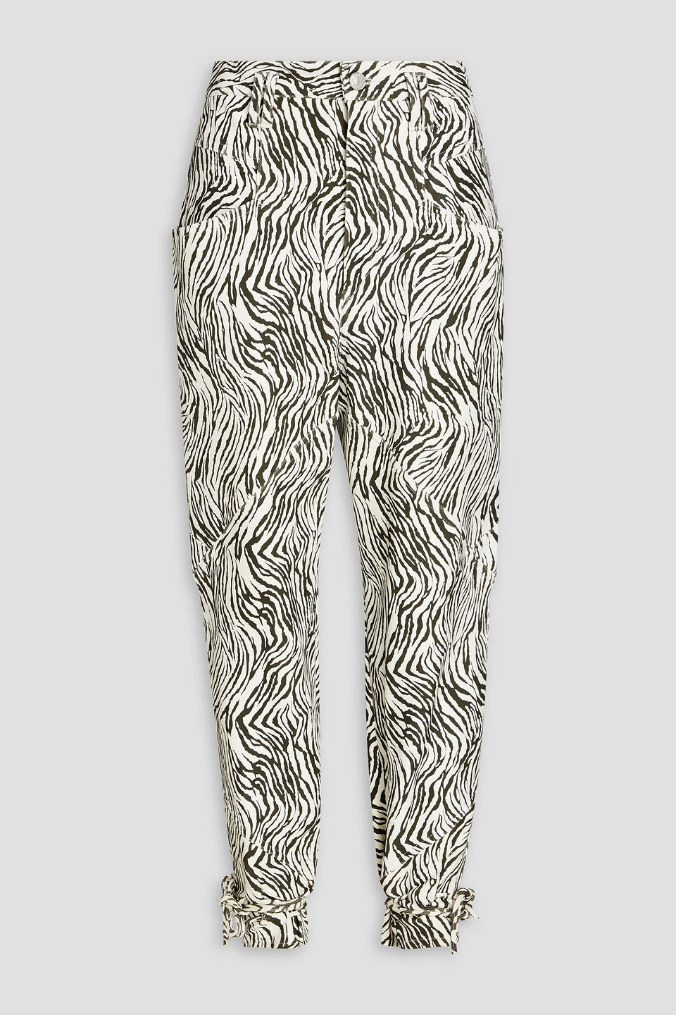 Isabel Marant Badeloisa Cropped Zebra-print Leather Tapered Pants In Animal-print