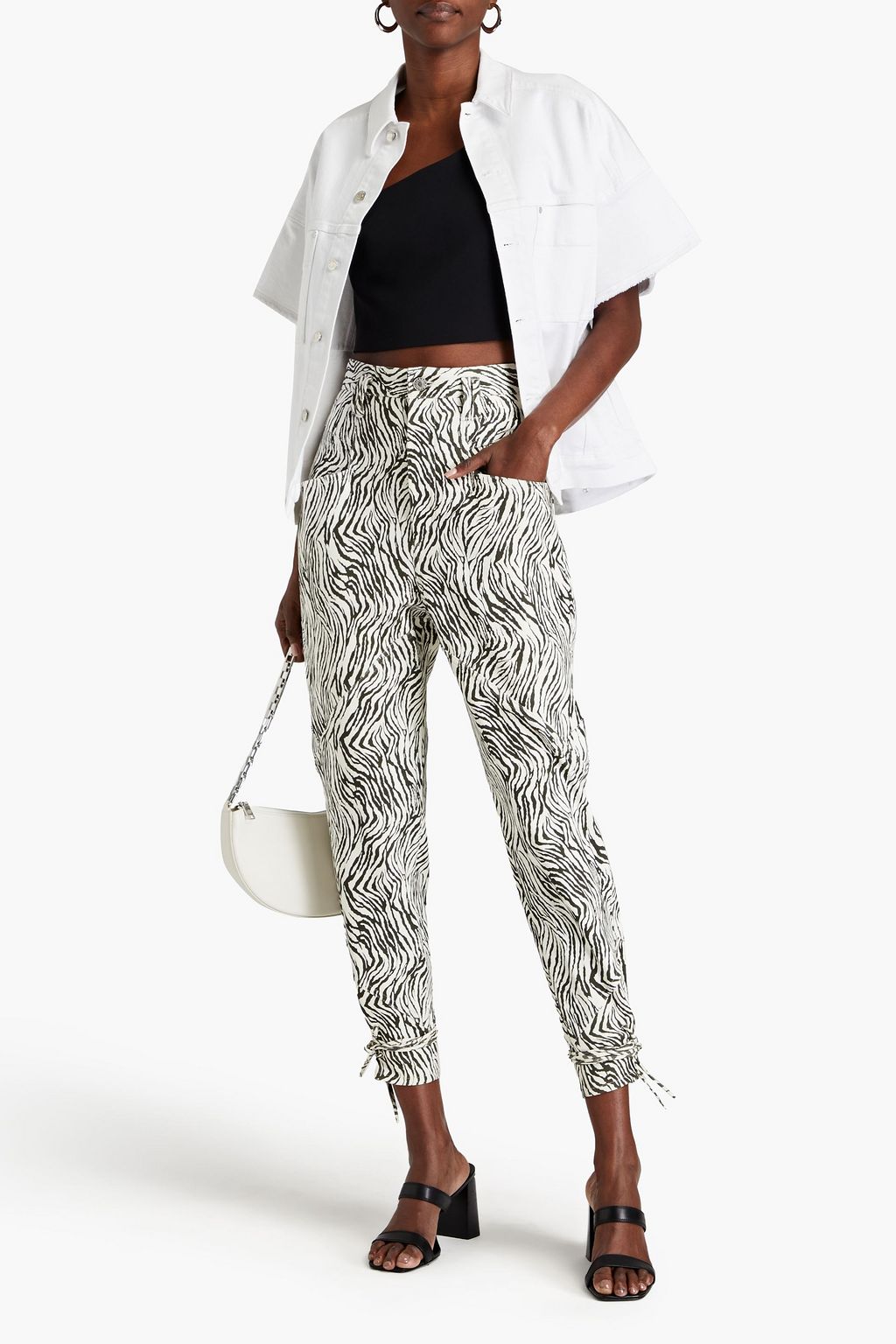 ISABEL MARANT Badeloisa cropped zebra-print leather tapered pants