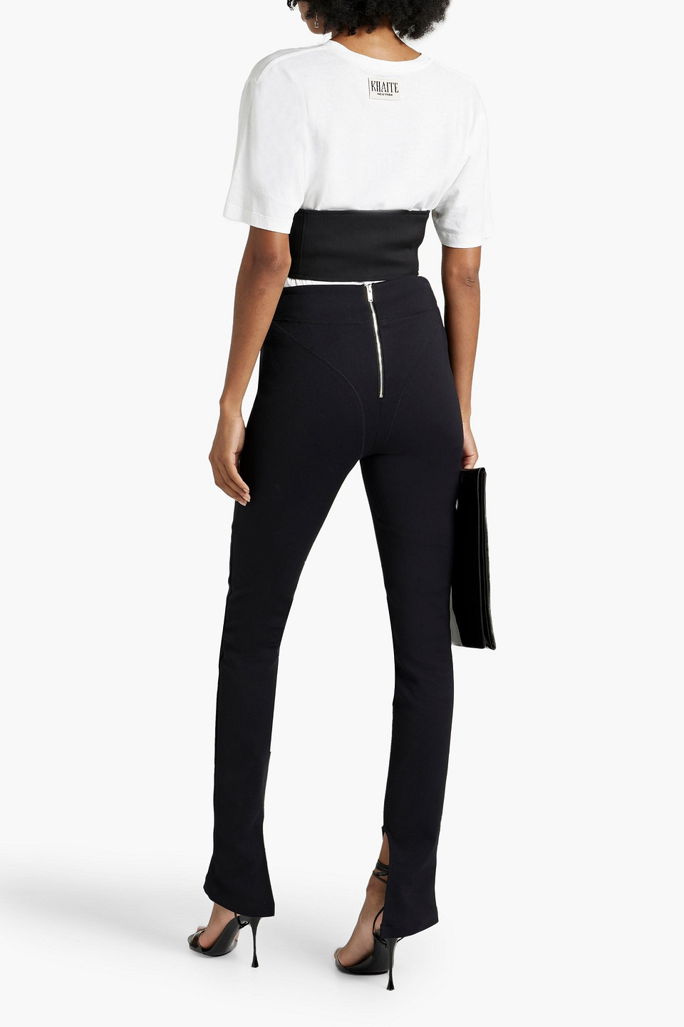 Shop Dion Lee Cotton-blend Skinny Pants In Black