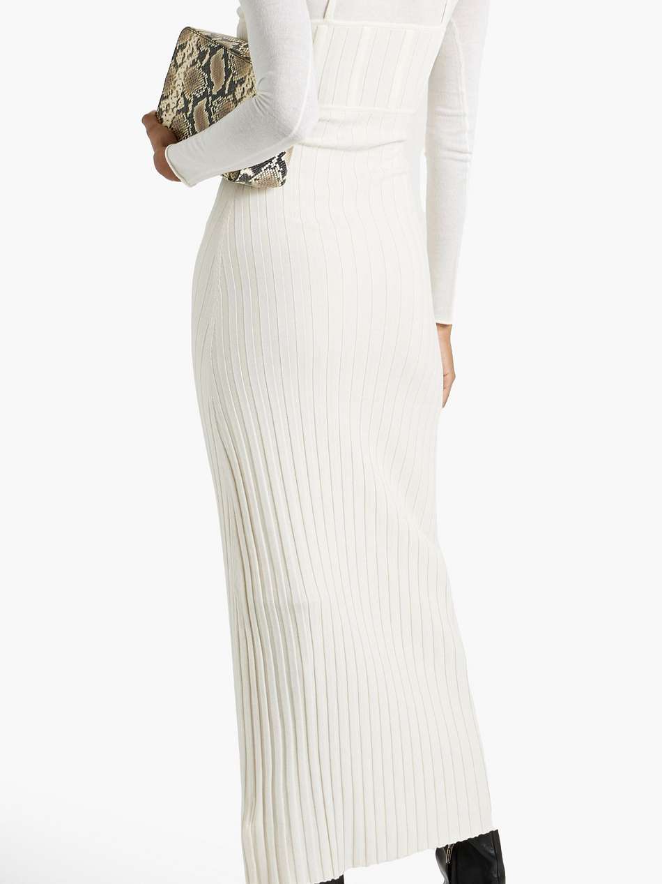 layered ribbed merino wool-blend midi dress