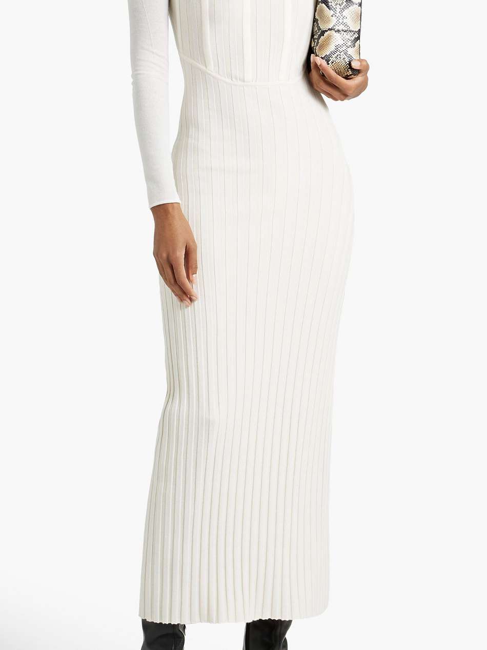 layered ribbed merino wool-blend midi dress
