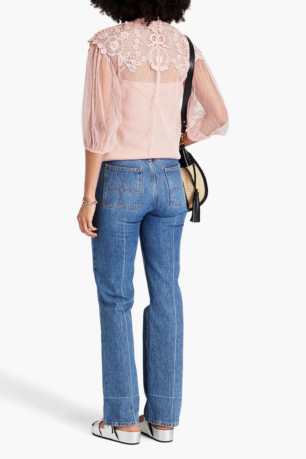 REDVALENTINO Embellished point d'esprit blouse