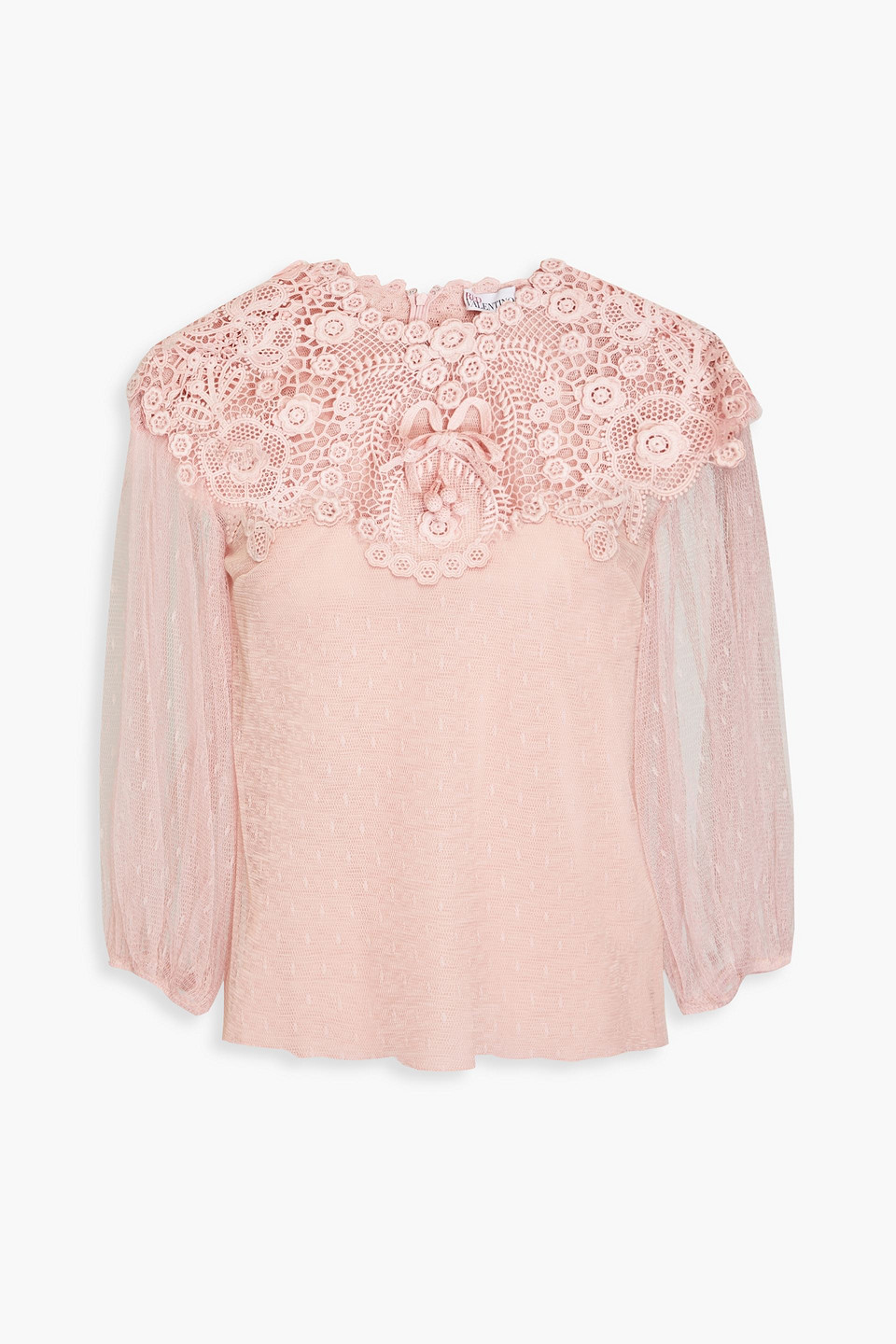 Red Bluse Aus Point D'esprit Mit Verzierung In Pink