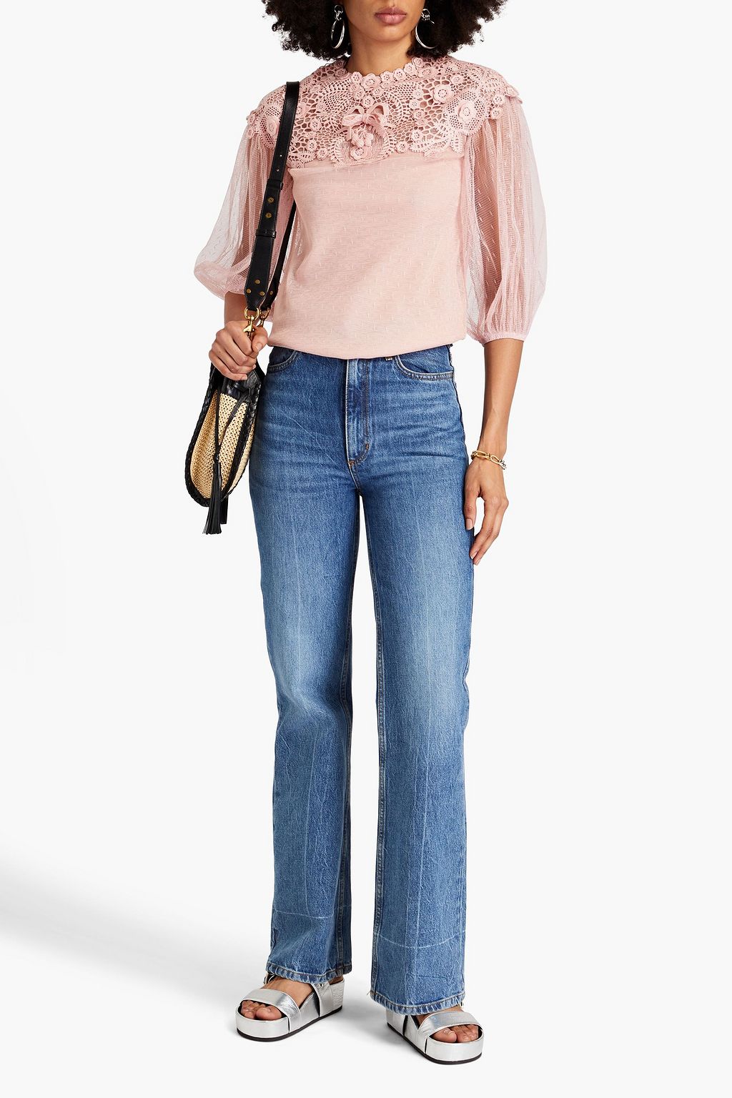 REDVALENTINO Embellished point d'esprit blouse