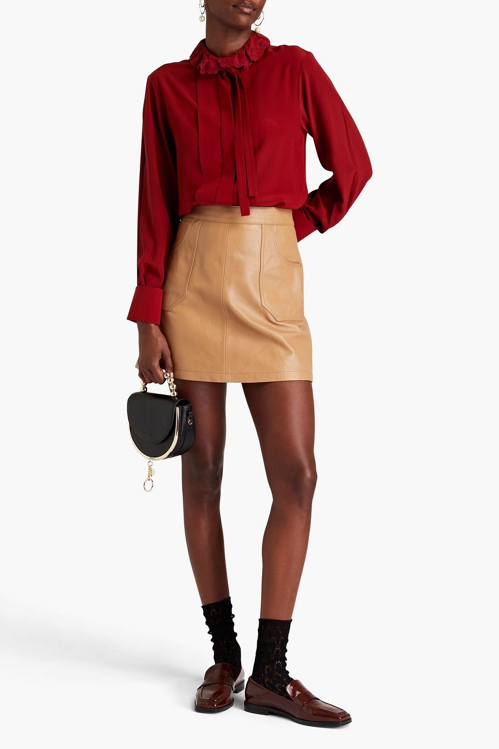 CHLOÉ Ruffled embroidered silk crepe de chine blouse