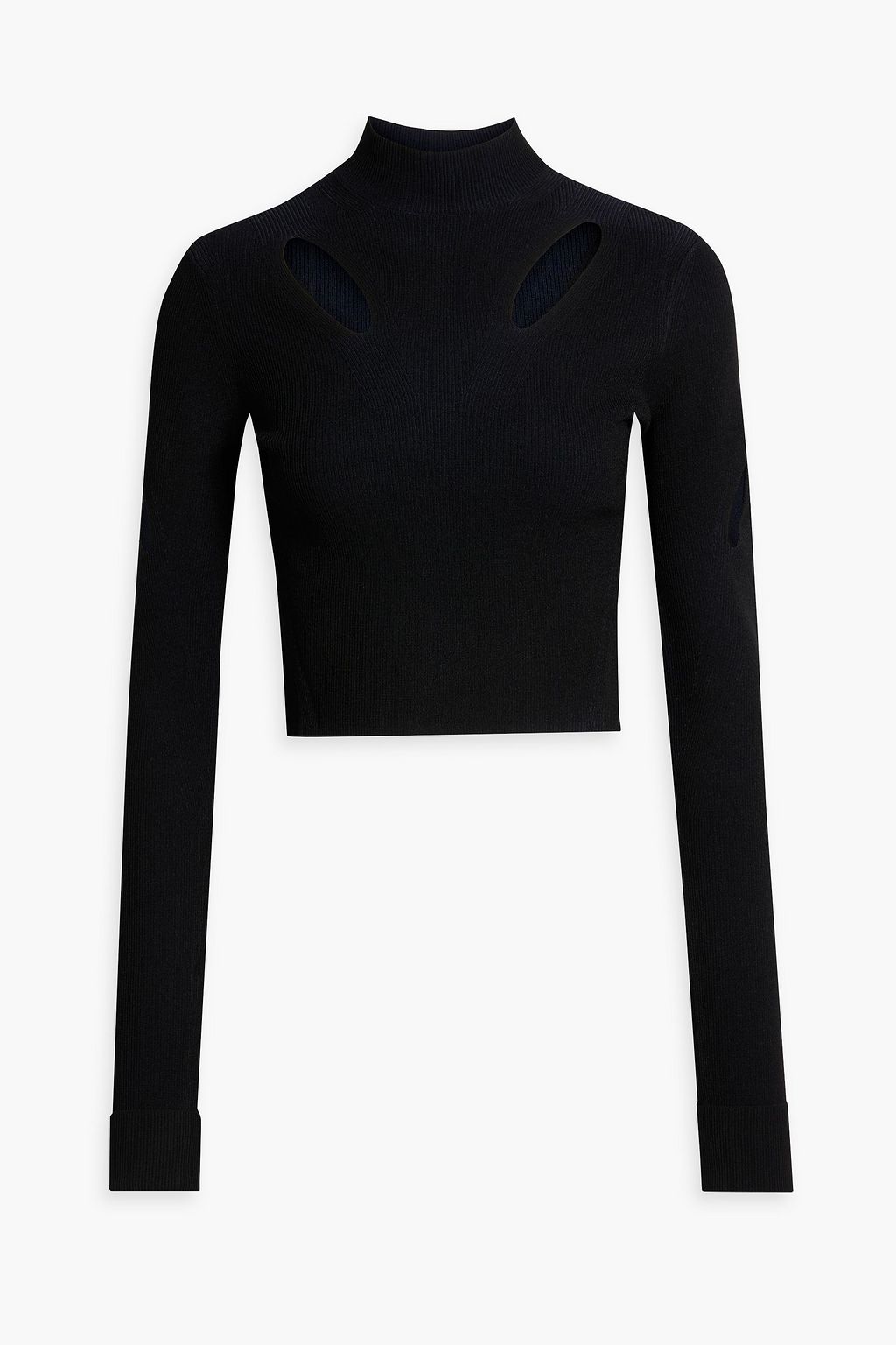 DION LEE Cropped cutout ribbed-knit turtleneck sweater | THE OUTNET