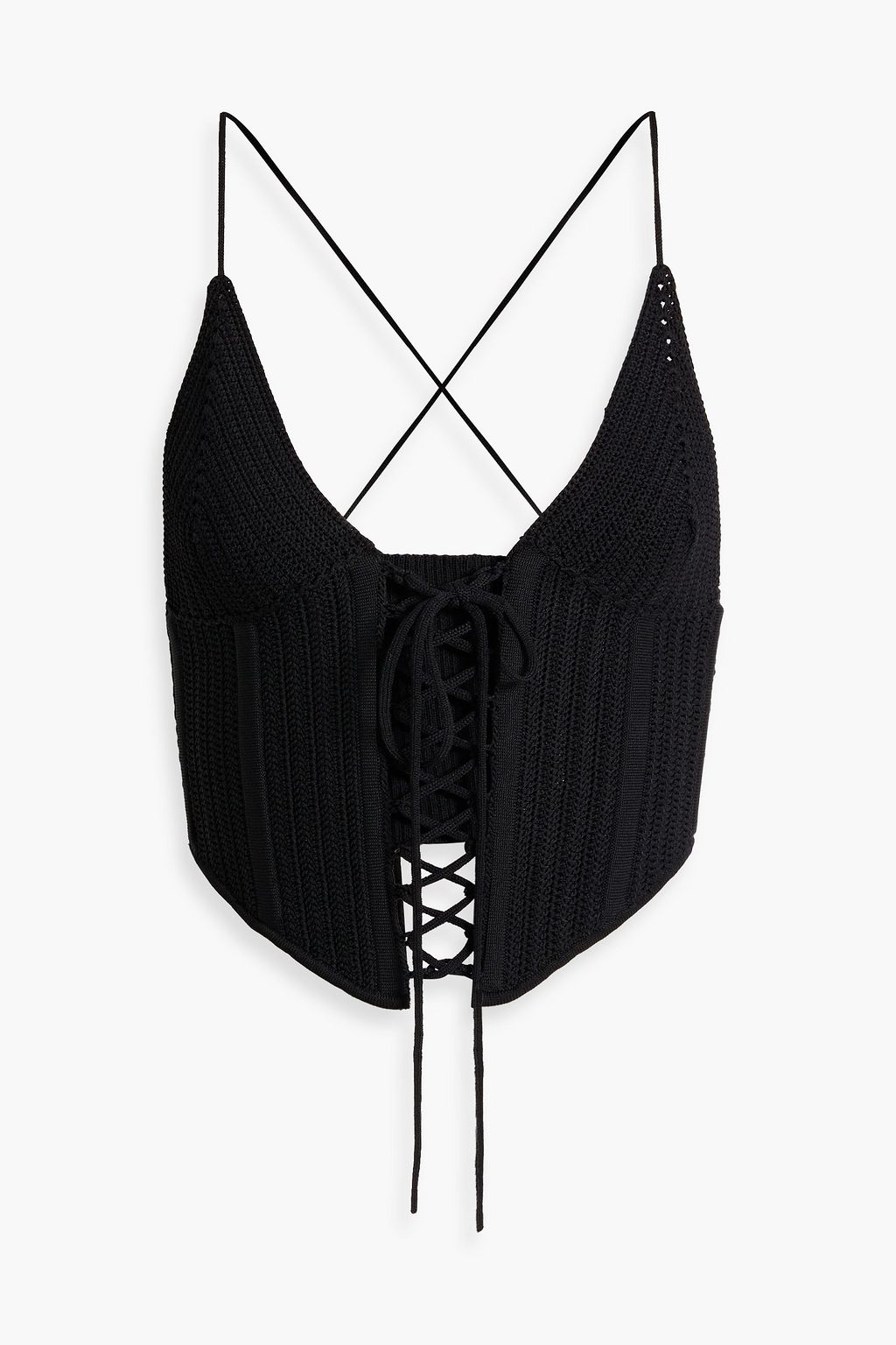 DION LEE Cropped lace-up crocheted top | THE OUTNET