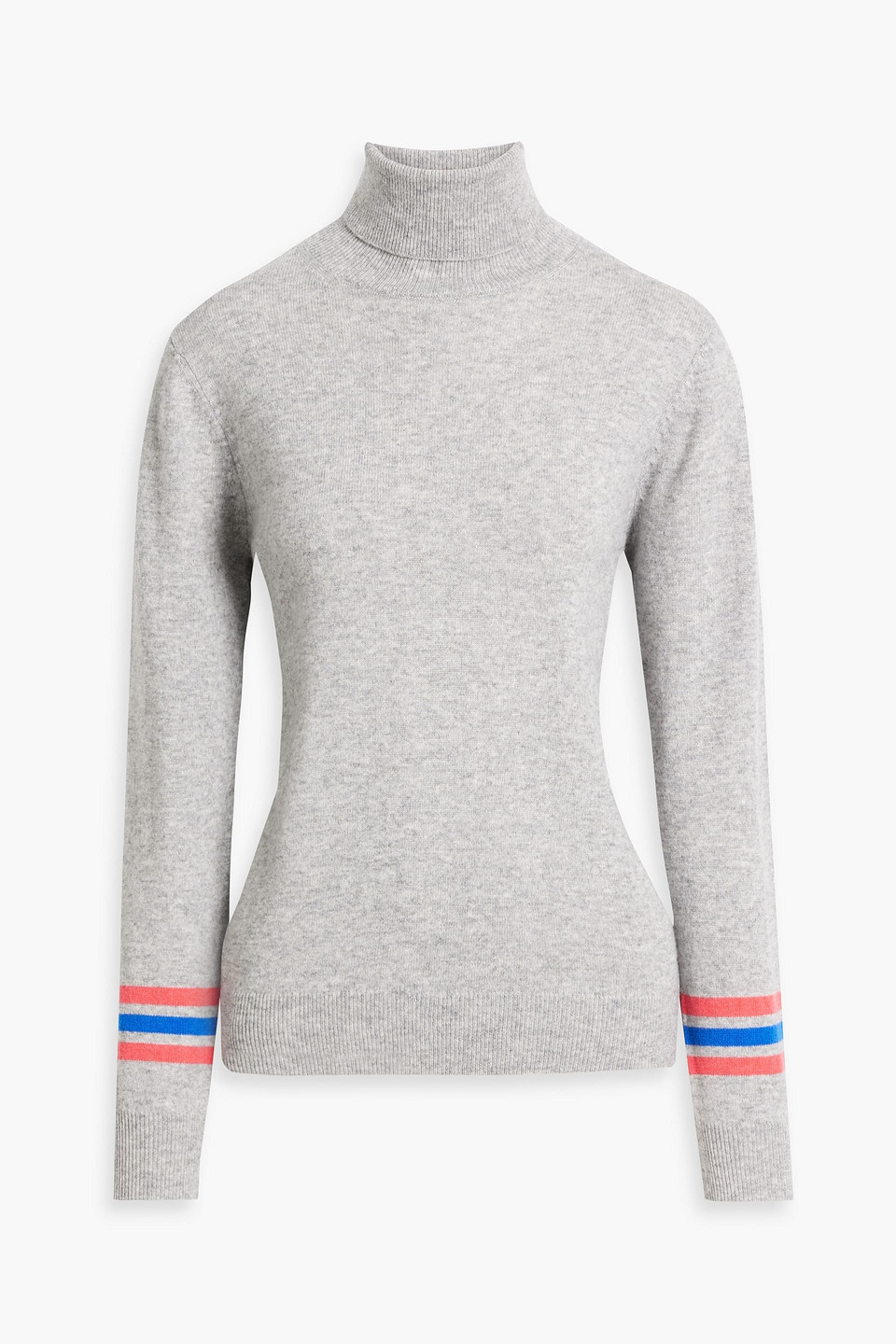 Chinti & Parker Striped Wool And Cashmere-blend Turtleneck Jumper In Light Grey
