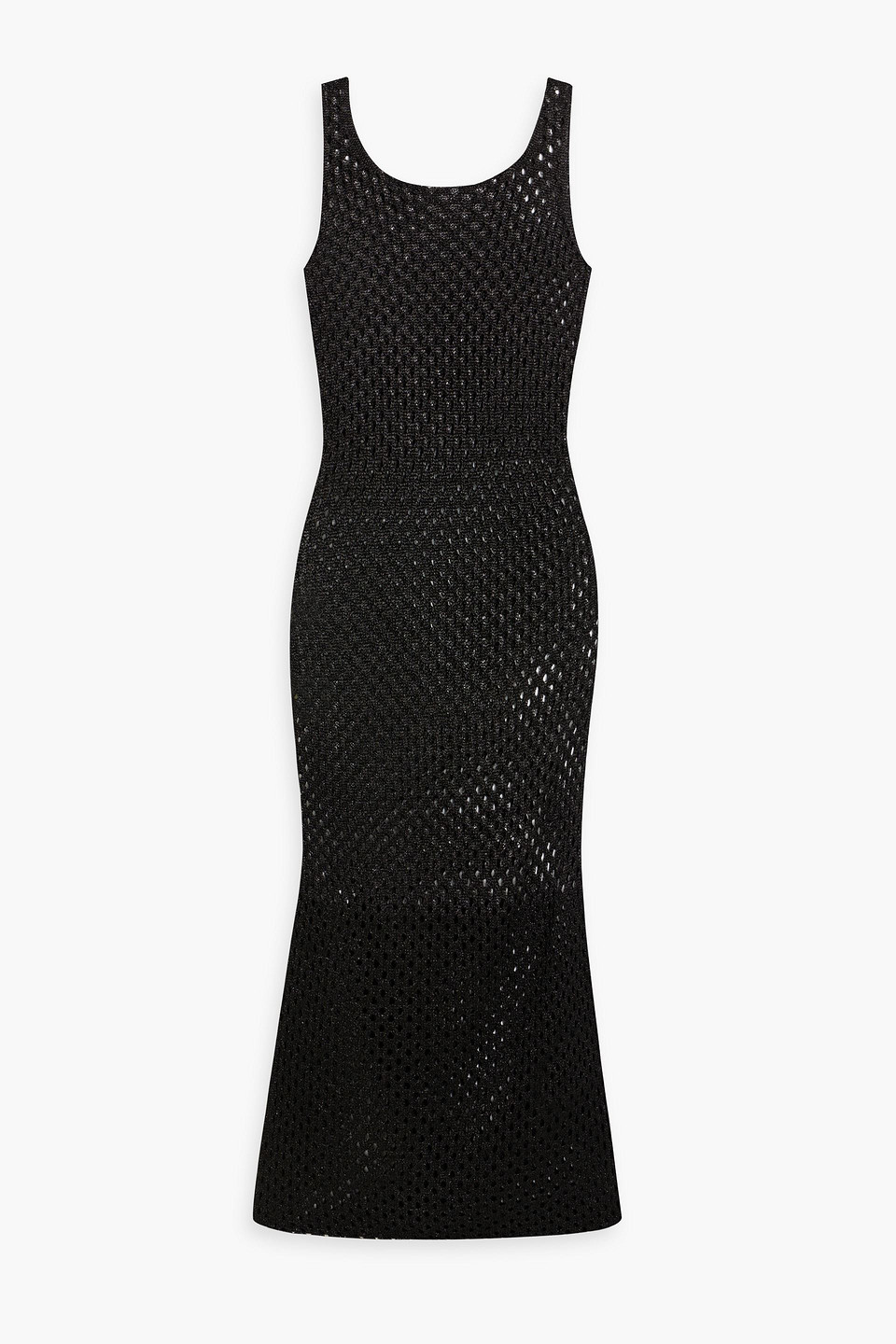 Dion Lee Metallic Open-knit Midi Dress In Black