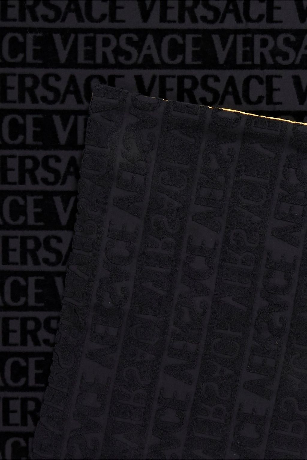 VERSACE Printed satin and cotton-terry jacquard beach towel