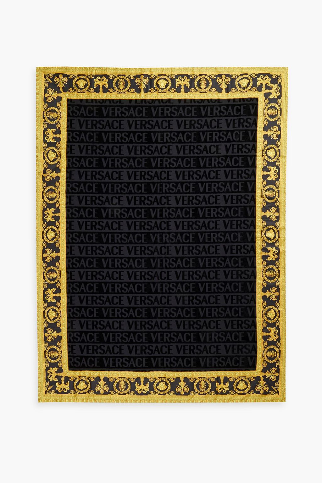 VERSACE Printed satin and cotton-terry jacquard beach towel