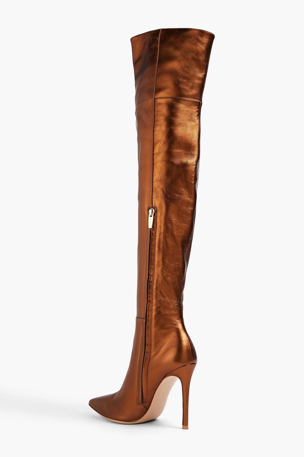 GIANVITO ROSSI Metallic leather thigh boots THE
